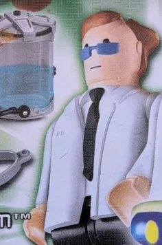 Figure, AA: Agent Blitz, labcoat, gray pants, red hair