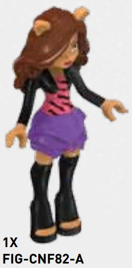 Figure, Monster High: Clawdeen, purple skirt and black jacket