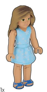 Figure, AG: Kanani in blue dress with white floral print