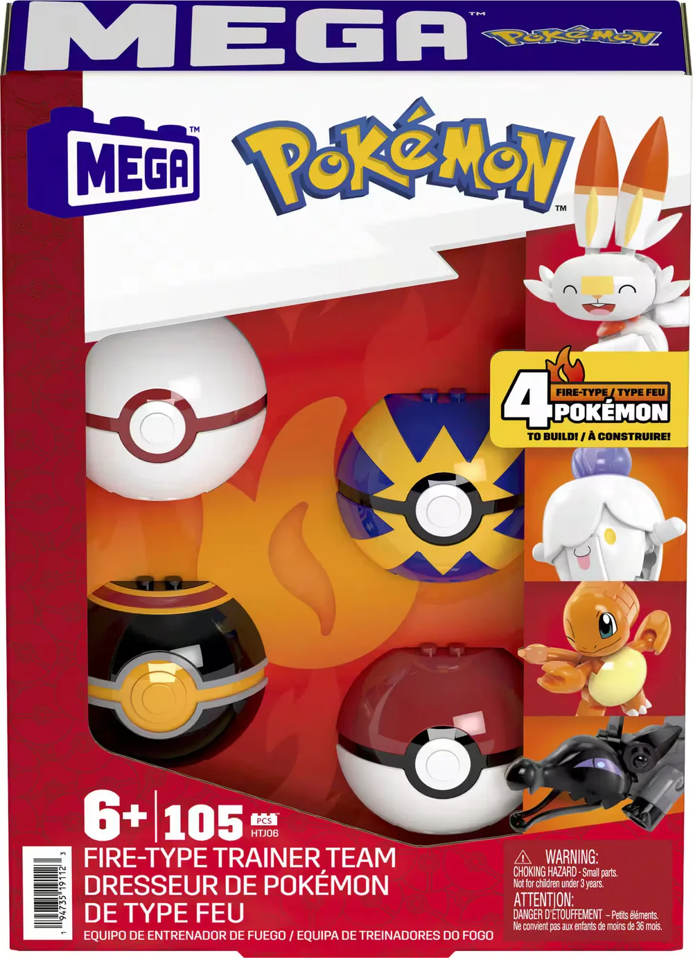 Original packaging for HTJ06 Pokémon Fire-Type Trainer Team