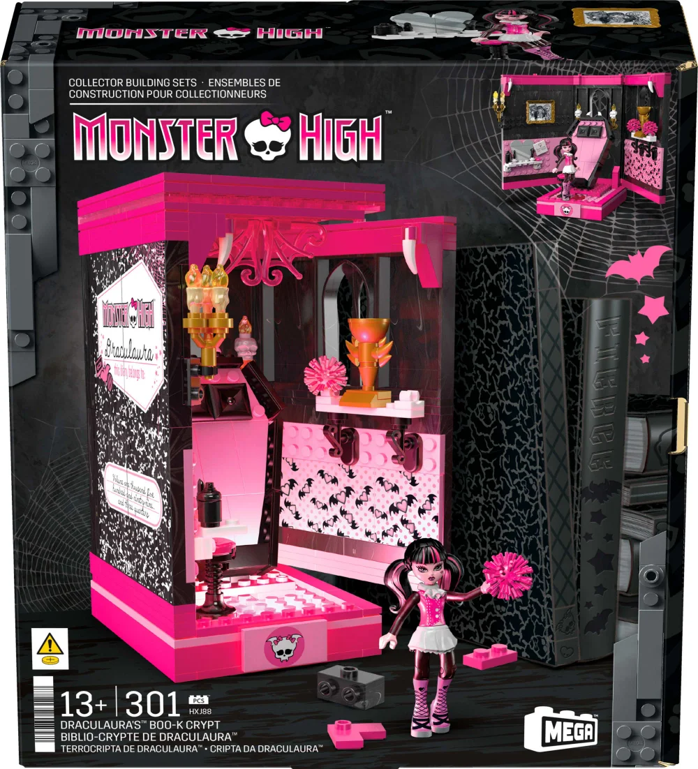 Original packaging for HXJ88 Monster High Draculaura's Boo-k Crypt Building Toy Kit
