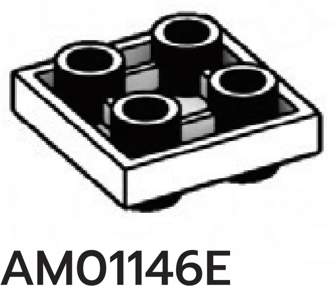 Plate 2 x 2 connector: male:male