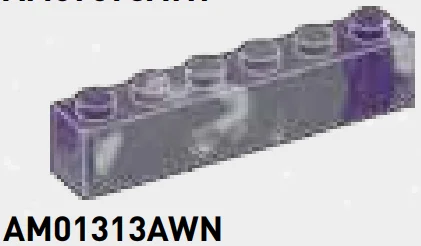 Brick 1 x 6 in Dark Gray/Purple, Marbled