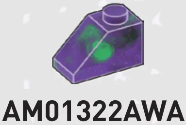 Slope brick 45 1 x 2 in Purple/Green, Marbled