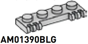 Hinge plate 1 x 4 with 2 pairs of 3 fingers in Gray, Dull