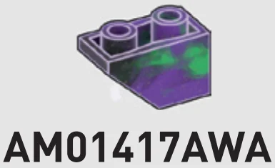 Slope brick 45 1 x 2 inverse in Purple/Green, Marbled