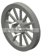 Wheel, Rigid, Medium: twelve spokes with four blades on hub in Brown, Tree
