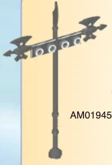 Fixture: standard, spiked central pole with double axe crossbeam