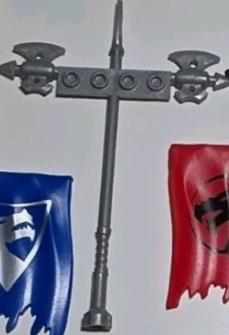 Fixture: standard, spiked central pole with double axe crossbeam in Gray, Dim (Metallic)