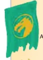 Fixture: flag, tattered on 1 x 4 mounting, Warfang Dragon emblem