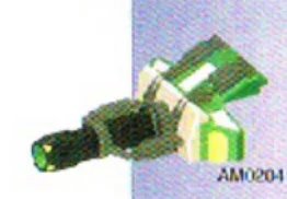 Weapon, Vehicle: cannon, dark green, tan detail, black barrel in Green, Dark