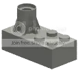Brick 2 x 4 with vertical axle socket in Gray, Dark (Metallic)