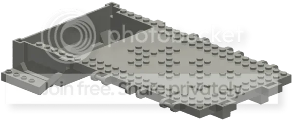 Vehicle body: 16 x 3 x 24 with end clips, truck bed in Silver, Dull