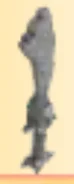 Weapon, Melee: sword, curved with damaged blade and skull ricasso in Silver (Metallic)