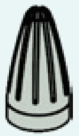 Cone 1 x 1 with six longitudinal groves