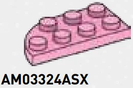 Plate 2 x 4 w/ Rounded Corner- Left in Pink, Rose