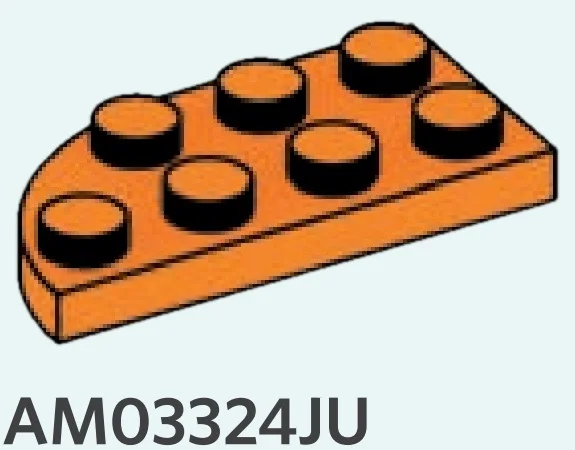 Plate 2 x 4 w/ Rounded Corner- Left in Orange, Smoky