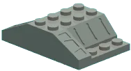Slope brick 45 4 x 4 double on 4 x 6 plate with surface detail in Black