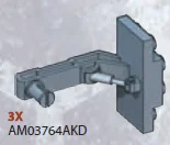 Plate 2 x 4 with axle on descending strut in Silver (Metallic)