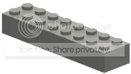 Brick 2 x 8 in Gray, Dull