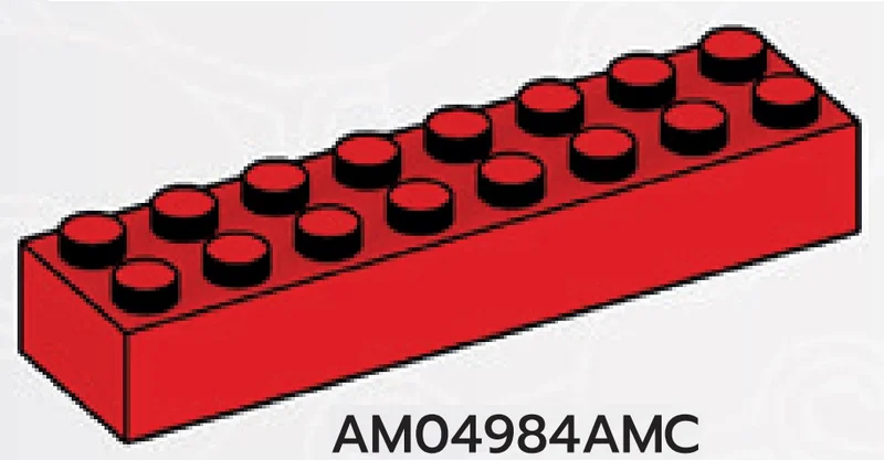 Brick 2 x 8 in Red, Flame