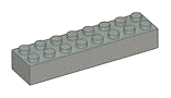 Brick 2 x 8 in Grey, Bluish