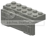 Brick 2 x 6 two-thirds-height, armor panel with six vertical cylinders in Sand, Desert