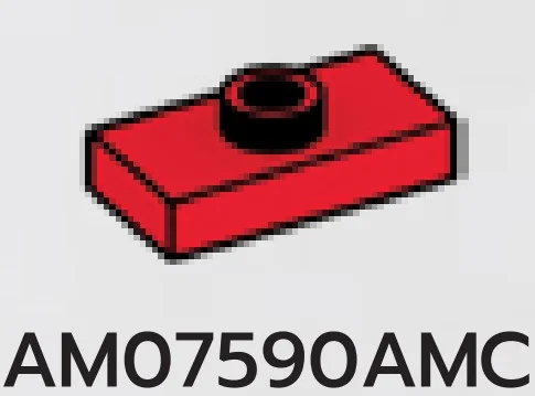 Plate 1 x 2 with one stud, center in Red, Flame