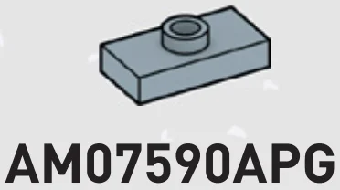 Plate 1 x 2 with one stud, center in Gray, Steel
