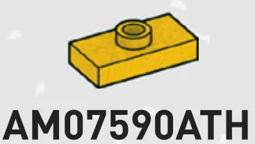 Plate 1 x 2 with one stud, center in Gold, Tarnished