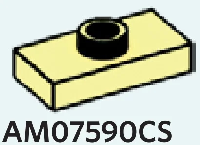 Plate 1 x 2 with one stud, center in Yellow, Pastel