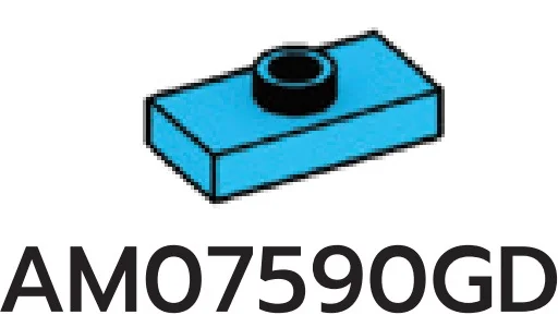Plate Modified 1 x 2 with one stud, center