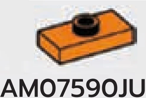 Plate 1 x 2 with one stud, center in Orange, Smoky