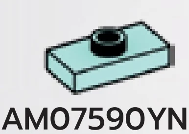 Plate Modified 1 x 2 with one stud, center