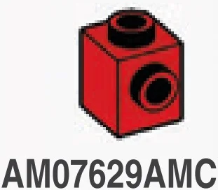 Brick 1 x 1 w/ Stud on 1 Side & Open Top & Back in Red, Flame