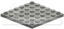 Plate 6 x 6 with holes through corner studs, old in Gray, Dull Silver