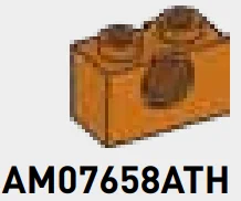 Brick 1 x 2 with hole in Gold, Tarnished