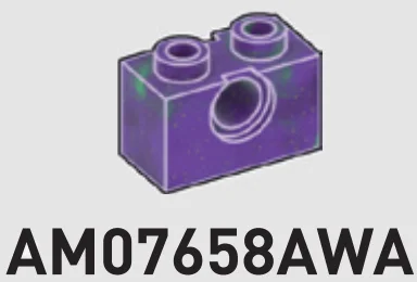 Brick 1 x 2 with hole in Purple/Green, Marbled