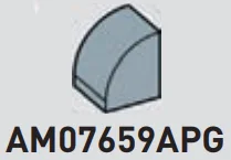 Brick 1 x 1 with half-curved top in Gray, Steel