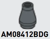 Cone 1 x 1 with open top in Gray, Dark (Flake)
