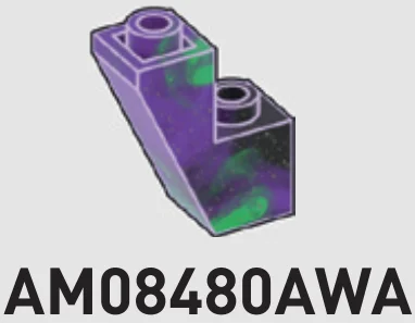 Slope brick 65 1 x 2 x 2 inverse in Purple/Green, Marbled