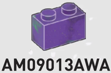 Brick 1 x 2 in Purple/Green, Marbled