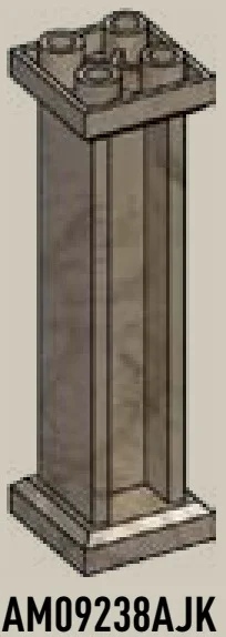 Brick 2 x 6 x 2 column, square in Gray, Tarnished (Champagne) (Metallic Camo)