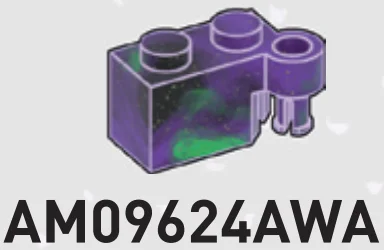 Hinge brick 1 x 4, top in Purple/Green, Marbled