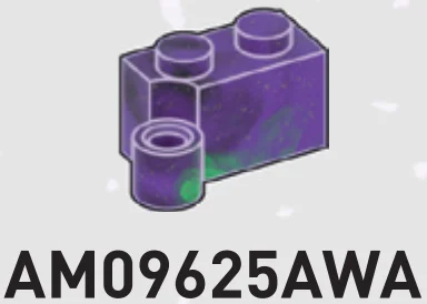 Hinge brick 1 x 4, bottom in Purple/Green, Marbled