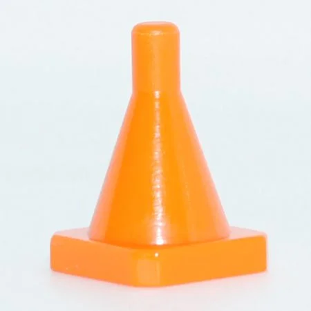 Gear: traffic cone, micro scale on 1 x 1 round base in Silver (Metallic)