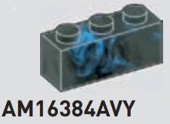 Brick 1 x 3 in Blue/Black, Marbled