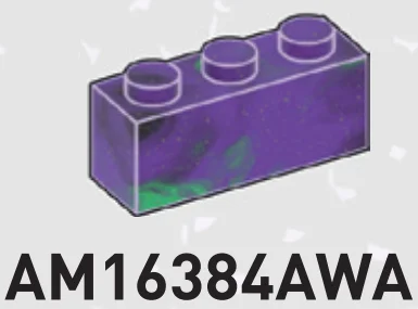 Brick 1 x 3 in Purple/Green, Marbled