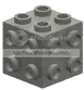 Brick 2 x 1.67 x 2, studs on four faces & slot for ball joint in Gray, Dim (Metallic)