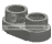 Plate 1 x 2 Connector: female:female, type 01 in Gray, Cool Dark (Flake)